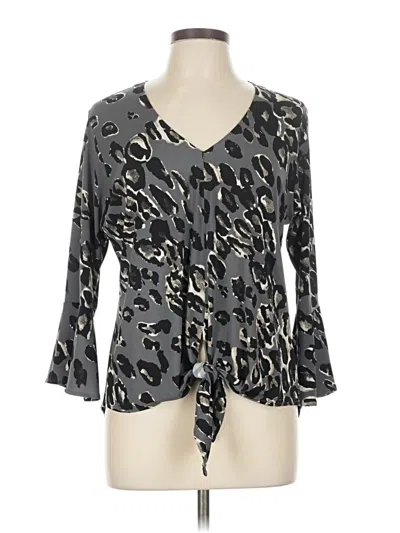 Pre-owned Veronica M 3/4 Sleeve Blouse In Gray