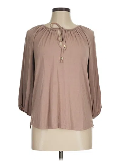 Pre-owned Veronica M 3/4 Sleeve Blouse In Tan
