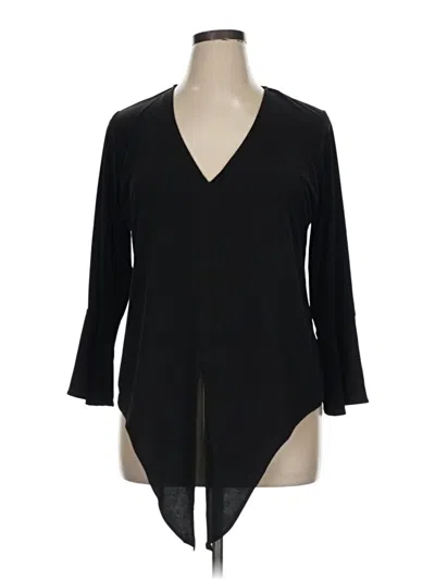 Pre-owned Veronica M 3/4 Sleeve Top Black Plunge Neckline Tops