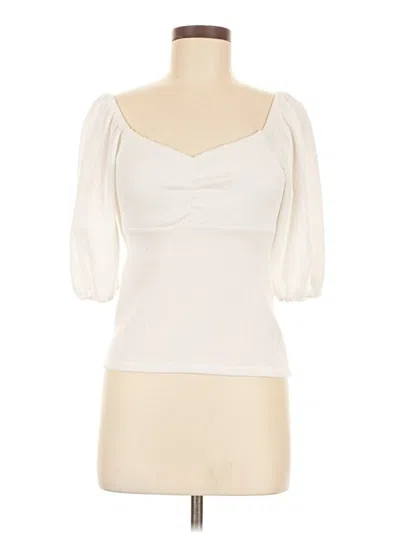 Pre-owned Veronica M 3/4 Sleeve Top Ivory Sweetheart Neckline Tops In White