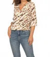 Veronica M Annabel Surplus 3/4 Sleeve Blouse In Mocha Cream In Neutral