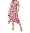 Veronica M Asymmetrical Cutout Midi Dress In Eden In Pink