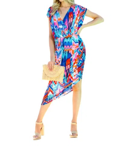 Veronica M Asymmetrical Stretch Shirred Dress In Kailani In Multi