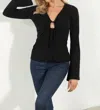 Veronica M Bell Keyhole Tee Top In Black Glitter In Multi