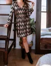 Veronica M Chevron Dress In Rose Gold In Multi