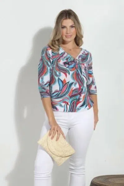 Veronica M Cowl Quarter Sleeve Top In Kamil In Multi