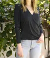 Veronica M Crossover Longsleeve Top In Black In Black