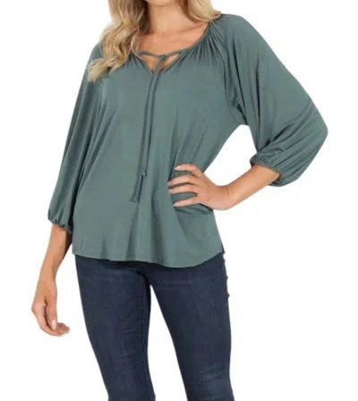 Veronica M Cupro Stretch Split Neck Top In Balsam In Gray