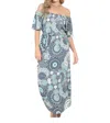 Veronica M Flair Sleeve Off Shoulder Belted Dress In Aura Print In Multi
