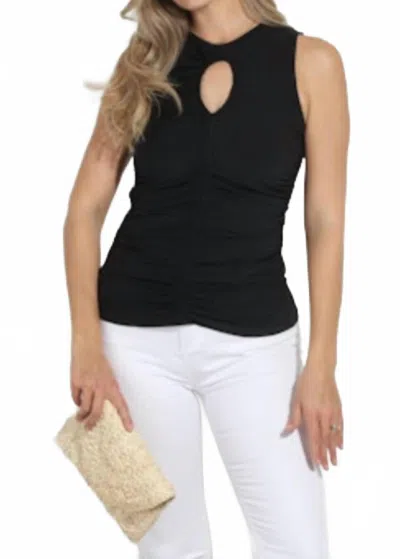 Veronica M Keyhole Shirred Tank Top In Black