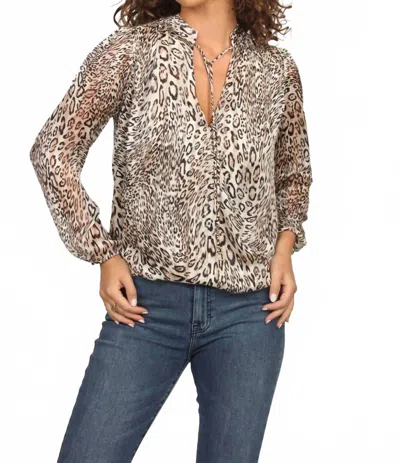 Veronica M Leopard Chiffon Top Blouse In Multi In Brown