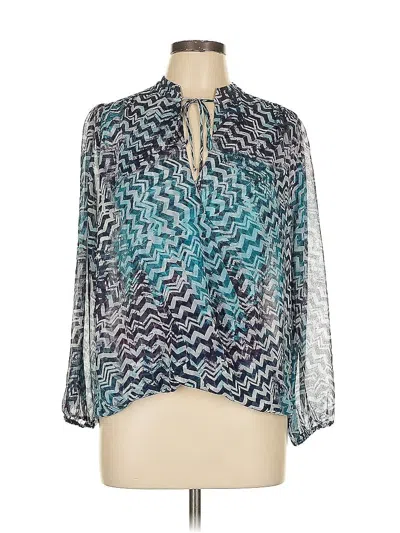 Pre-owned Veronica M Long Sleeve Blouse In Blue