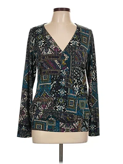 Pre-owned Veronica M Long Sleeve Blouse In Blue