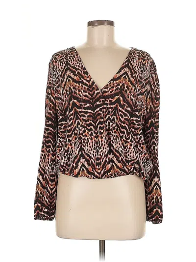 Pre-owned Veronica M Long Sleeve Blouse In Brown