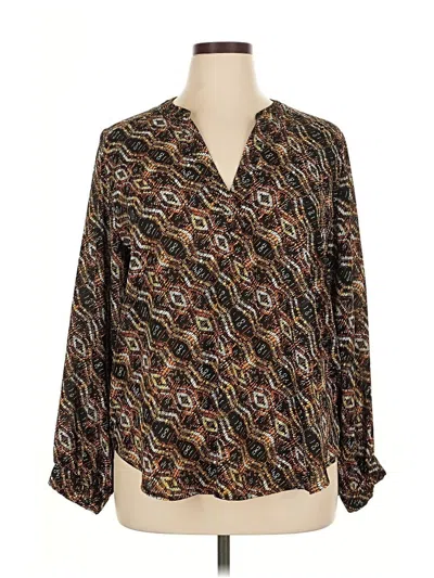 Pre-owned Veronica M Long Sleeve Blouse In Brown