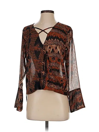 Pre-owned Veronica M Long Sleeve Blouse In Brown