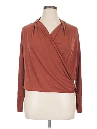 Pre-owned Veronica M Long Sleeve Blouse In Brown