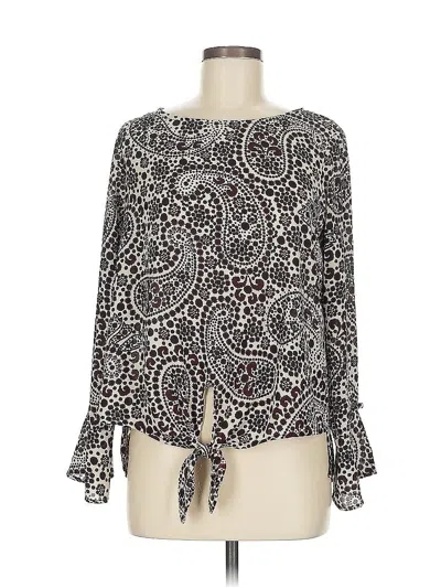 Pre-owned Veronica M Long Sleeve Blouse In Gray