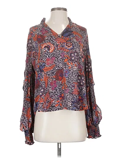 Pre-owned Veronica M Long Sleeve Blouse In Purple