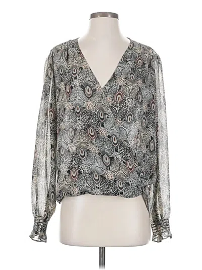 Pre-owned Veronica M Long Sleeve Blouse In Silver