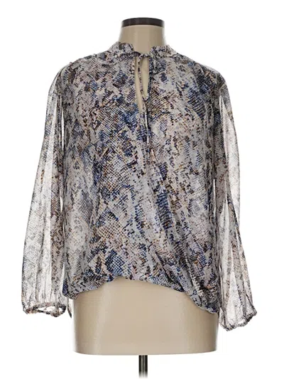 Pre-owned Veronica M Long Sleeve Blouse In Silver