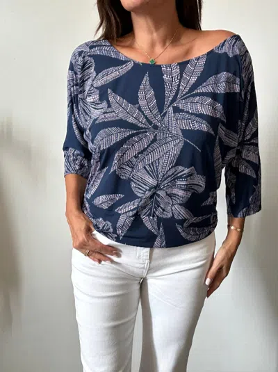 Veronica M Long Sleeve Printed Shirt In Porter In Blue