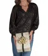 Veronica M Lurex Long Sleeve Blouse In Black In Black