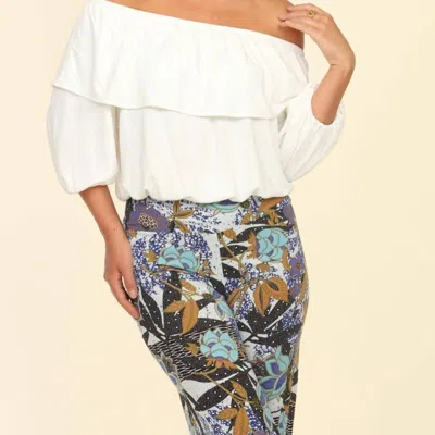 Veronica M Off The Shoulder Ruffle Top In Ivory Cupro In White