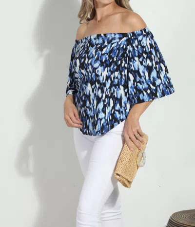 Veronica M Off-the-shoulder Short Sleeve Top In Lizette In Blue