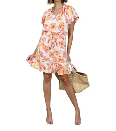 Veronica M Ruffle Sleeve Dress In Emilie In Multi