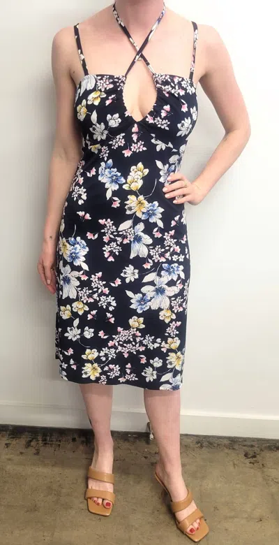 Veronica M Shaina Cami Halter Dess In Dark Navy In Black