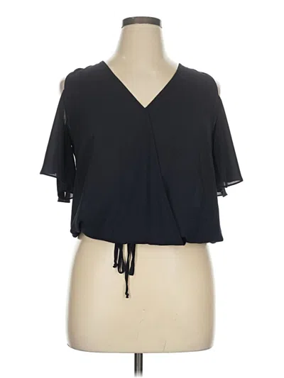 Pre-owned Veronica M Short Sleeve Blouse In Black