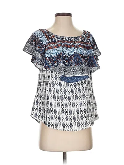 Pre-owned Veronica M Short Sleeve Blouse In Blue