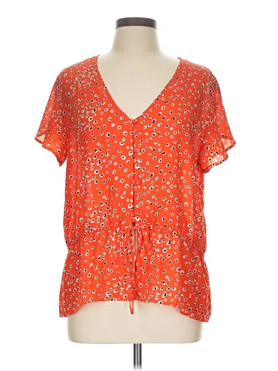 Pre-owned Veronica M Short Sleeve Blouse In Orange