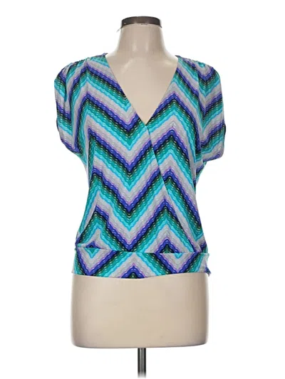 Pre-owned Veronica M Short Sleeve Blouse In Teal
