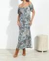 Veronica M Short Sleeve Empire Maxi Dress In Fairfax In Multi