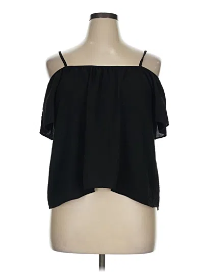 Pre-owned Veronica M Short Sleeve Top Black Cold Shoulder Neckline Tops