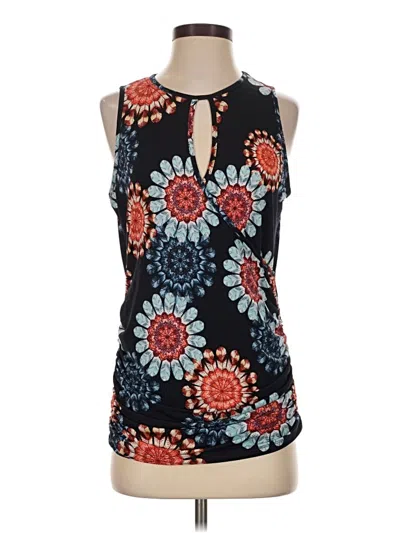 Pre-owned Veronica M Sleeveless Top Blue Keyhole Neckline Tops