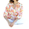 Veronica M Split Neck Blouse In Emilie In Blue