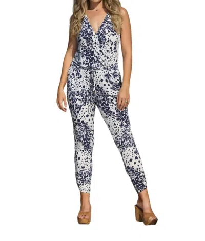 Veronica M Tamila Jumpsuit In Blue/ivory In Gold