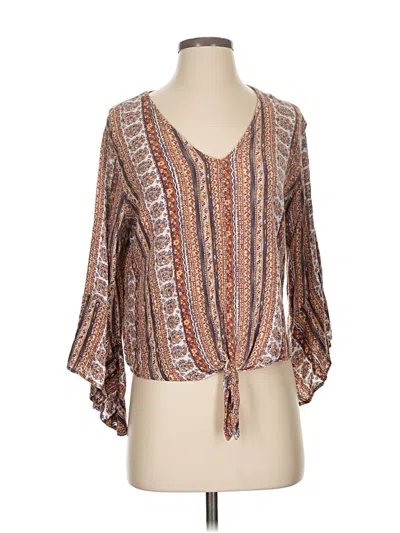 Pre-owned Veronica M Tank Top Brown Plunge Neckline Tops