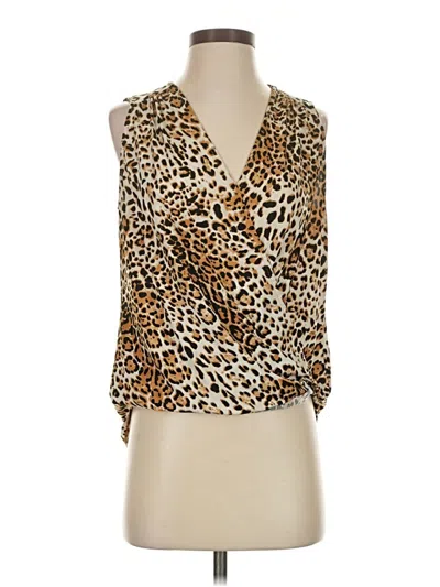 Pre-owned Veronica M Tank Top Brown Plunge Neckline Tops