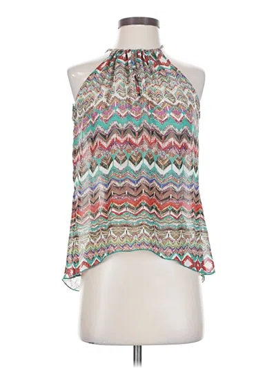 Pre-owned Veronica M Tank Top Silver Halter Neckline Tops