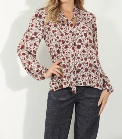 Veronica M Tie Neck Blouse In Fiori In Brown