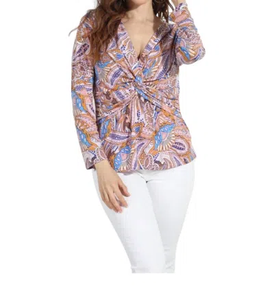 Veronica M Twist 3/4 Sleeve Top In Brando In Blue