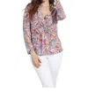 Veronica M Twist 3/4 Sleeve Top In Brando In Multi