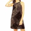 Veronica M Velvet Halter Keyhole Dress In Black Multi In Multi