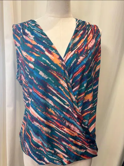 Veronica M Women's Sleeveless Surplice Top In Cortini In Multi