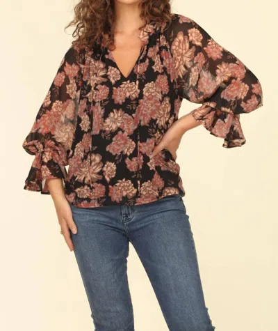 Veronica M Yelena Bell Sleeve Top In Black