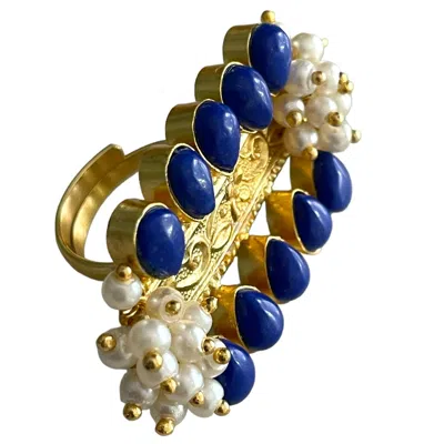 Veronica Tharmalingam Women's Avatarana Lapis Lazuli And Gold Adjustable Ring